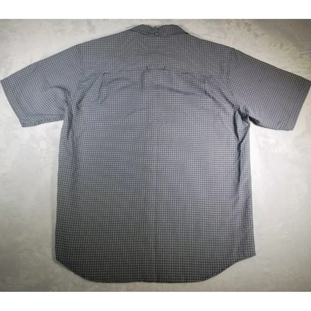 The North Face Shirt Mens Large‎ Blue Check Plaid Button Up Short Sleeve Casual